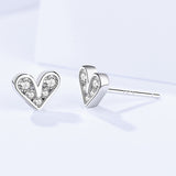S925 Sterling Silver Earrings Simple Heart-shaped Earrings Inlaid With Zircon