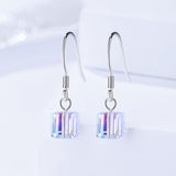 s925 sterling silver earring jewelry Rubik's cube crystal ear hook Korean version