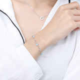 S925 sterling silver bracelet Korean blue zircon bracelet geometric design bracelet women jewelry