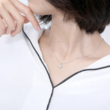 S925 Sterling Silver Necklace Women's Korean Version Eight Diamonds Necklace Blue Zircon Necklace