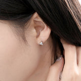 s925 sterling silver jewelry women's simple fashion Korean triangle earrings