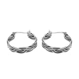 Sterling Silver Jewelry Twist Retro Thai Silver Earrings Personality Circle