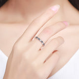 S925 Sterling Silver Crossed Heart Ring Oxidized Cubic Zirconia Ring