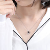 S925 sterling silver necklace female diamond set 100 languages I love you projection necklace