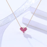 S925 sterling silver red love clavicle chain female diamond four-leaf clover necklace