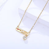 S925 sterling silver paper clip necklace hollow english letter love red heart zircon clavicle chain