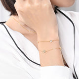 S925 Sterling Silver Wrist Decoration Snowflake Micro Inlaid Bracelet Female Fashion Popular Double Round Diamond Bracelet