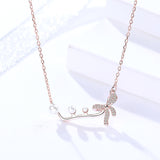 S925 Sterling Silver Bow Necklace Female Korean Fashion Clavicle Chain Little Red Book Explosion