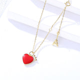 S925 sterling silver jewelry female temperament wild crown clavicle chain small red heart necklace
