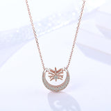 S925 Sterling Silver Jewelry Korea Dongdaemun Temperament Eight-Star Clavicle Necklace Female Micro-Set Zircon Moon Necklace