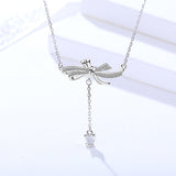 S925 sterling silver bow pendant necklace female tassel clavicle chain
