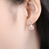 S925 sterling silver jewelry Korean version of micro-embedded shell earrings female personality creative bead earrings