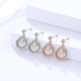 S925 sterling silver jewelry Korean version of micro-embedded shell earrings female personality creative bead earrings