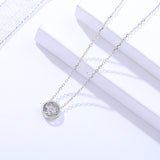 S925 sterling silver jewelry geometric design round clavicle chain female drop zircon pendant