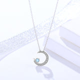 S925 sterling silver jewelry wild moon clavicle chain female micro inlaid zircon pendant