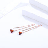 S925 Silver Jewelry Cute Red Zircon Ear Line Female Temperament Long Tassel Earrings