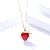 S925 sterling silver jewelry female temperament wild crown clavicle chain small red heart necklace