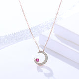 S925 sterling silver jewelry wild moon clavicle chain female micro inlaid zircon pendant