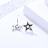 s925 sterling silver jewelry women's Korean version of the wild five-pointed star earrings black zircon earrings