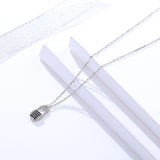 S925 sterling silver jewelry micro-set black zircon pendant creative design lock necklace