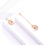s925 sterling silver Korean version of the star and moon asymmetric earrings tide female diamond hollow hollow crescent-shaped earrings