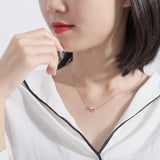 S925 sterling silver jewelry Korean wild rose gold clavicle chain diamond star micro inlaid heart necklace