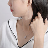 S925 sterling silver new tree leaf earrings long tassel earrings micro inlaid zircon temperament earrings