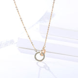 S925 sterling silver jewelry geometric circular clavicle chain micro inlay circle double ring pendant necklace