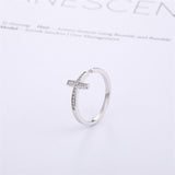 925 Sterling Silver Temperament Cross Opening Ring