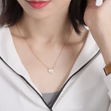 S925 sterling silver jewelry love mother-of-pearl necklace Korean temperament micro inlaid zircon color shell clavicle chain