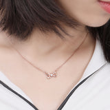 S925 sterling silver sweet bow pendant necklace female Korean version rose gold plated white fashion clavicle chain