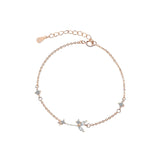 S925 Sterling Silver Simple Leaf Ladies Bracelet Micro Inlaid Zircon Small Fresh Student Gift Wholesale
