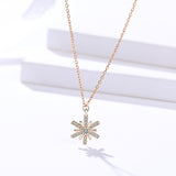 S925 sterling silver jewelry simple wild snowflake necklace micro inlay fashion sunflower clavicle chain