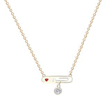 hollow english letter love red heart zircon clavicle chain