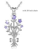 925 Sterling Silver bunch of Purple flowers necklace Purple CZ Pendants Women Jewelry for birthday gift for girlfriend