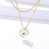 S925 sterling silver jewelry temperament goddess double set chain zircon flower pendant necklace female girlfriend gift
