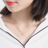 S925 sterling silver jewelry geometric design simple round shiny zircon pendant necklace girl versatile