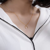 S925 sterling silver jewelry geometric circle pendant inlaid pearl necklace girl clavicle chain