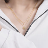 S925 sterling silver jewelry temperament goddess double set chain zircon flower pendant necklace female girlfriend gift