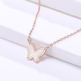 S925 Sterling Silver Jewelry Women's Korean Sweet Simple Design Shell Butterfly Necklace
