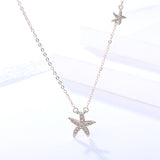 S925 sterling silver new jewelry female Korean version of diamond starfish necklace cute pentagram clavicle chain