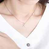 S925 sterling silver new jewelry female Korean version of diamond starfish necklace cute pentagram clavicle chain