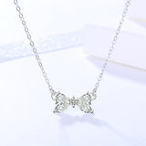 S925 sterling silver jewelry women's Japanese and Korean wild bow items decorated with zircon short clavicle chain