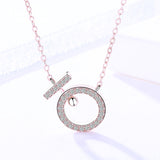 S925 sterling silver jewelry female Korean version of the wild geometric necklace with diamond ring