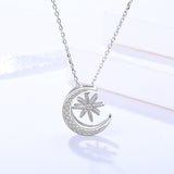 S925 Sterling Silver Jewelry Korea Dongdaemun Temperament Eight-Star Clavicle Necklace Female Micro-Set Zircon Moon Necklace