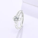 Japanese and Korean sterling silver jewelry wild four-leaf clover rings with 4 claws opening adjustable rings