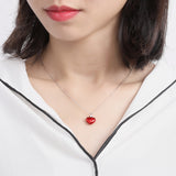 S925 sterling silver jewelry female fashion sweet red love 520 item decorated peach heart love necklace