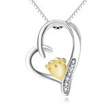 Children Feet Yellow Necklace Heart Zirconia Loving Jewelry Necklace