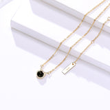 S925 sterling silver jewelry female simple wild black agate item cute cartoon cat ear necklace
