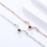 S925 Sterling Silver Jewelry Wild Angel Wing Bracelet 100 Languages Projection Bracelet